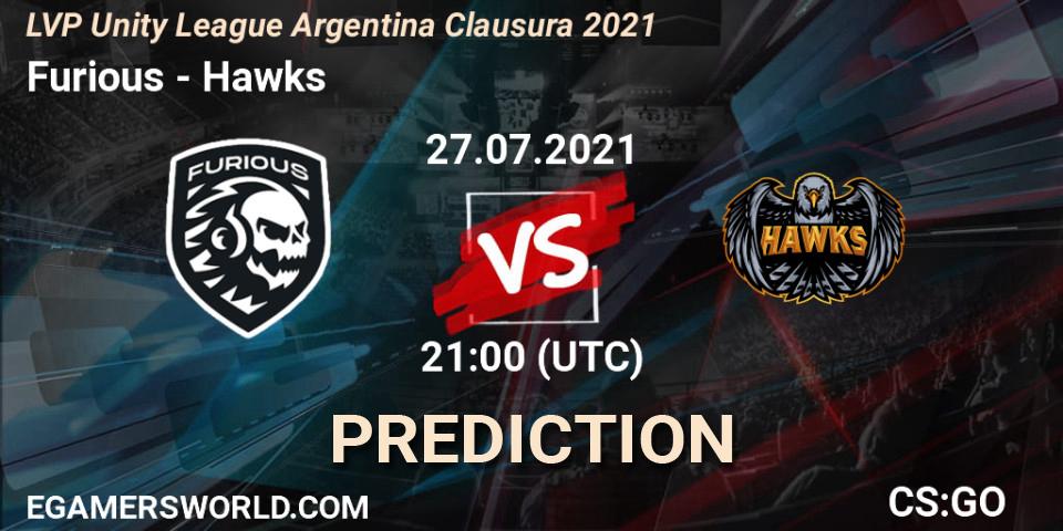 Furious - Hawks: прогноз. 27.07.2021 at 21:00, Counter-Strike (CS2), LVP Unity League Argentina Clausura 2021