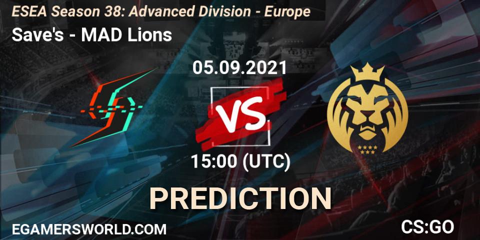 Save's - MAD Lions: прогноз. 05.09.2021 at 15:00, Counter-Strike (CS2), ESEA Season 38: Advanced Division - Europe