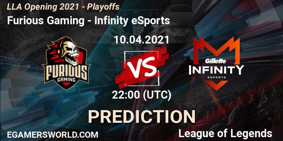 Furious Gaming - Infinity eSports: прогноз. 10.04.2021 at 22:00, LoL, LLA Opening 2021 - Playoffs