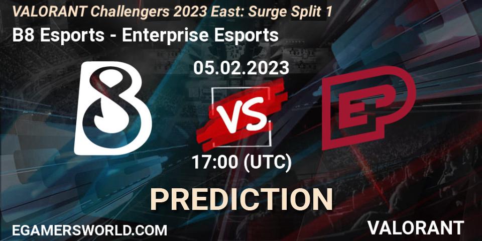 B8 Esports - Enterprise Esports: прогноз. 05.02.23, VALORANT, VALORANT Challengers 2023 East: Surge Split 1