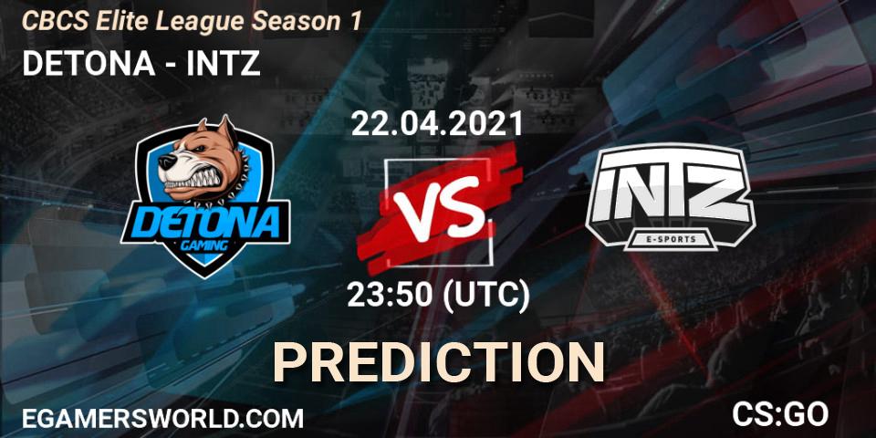 DETONA - INTZ: прогноз. 23.04.2021 at 22:40, Counter-Strike (CS2), CBCS Elite League Season 1