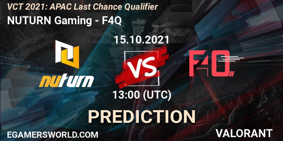 NUTURN Gaming - F4Q: прогноз. 15.10.2021 at 13:00, VALORANT, VCT 2021: APAC Last Chance Qualifier