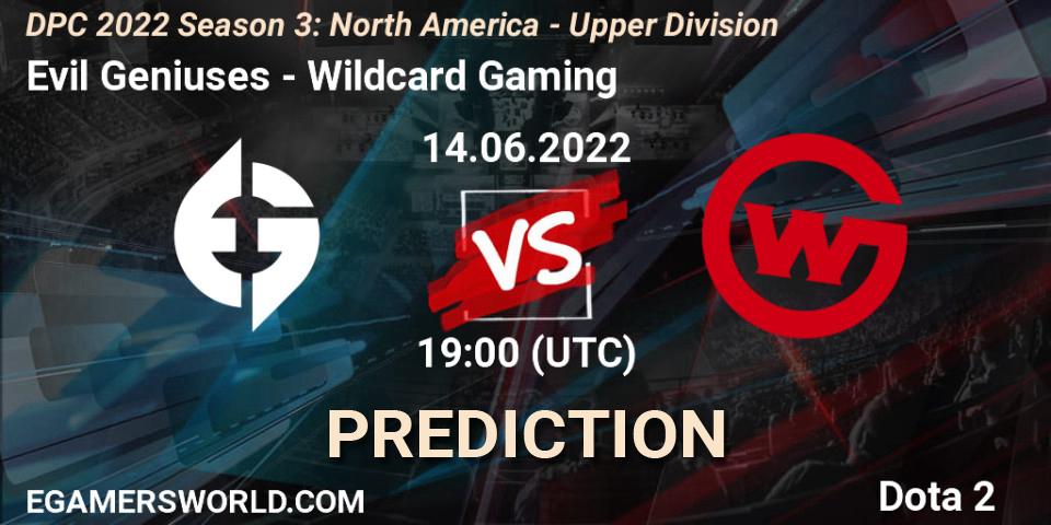 Evil Geniuses - Wildcard Gaming: прогноз. 14.06.2022 at 19:02, Dota 2, DPC NA 2021/2022 Tour 3: Division I