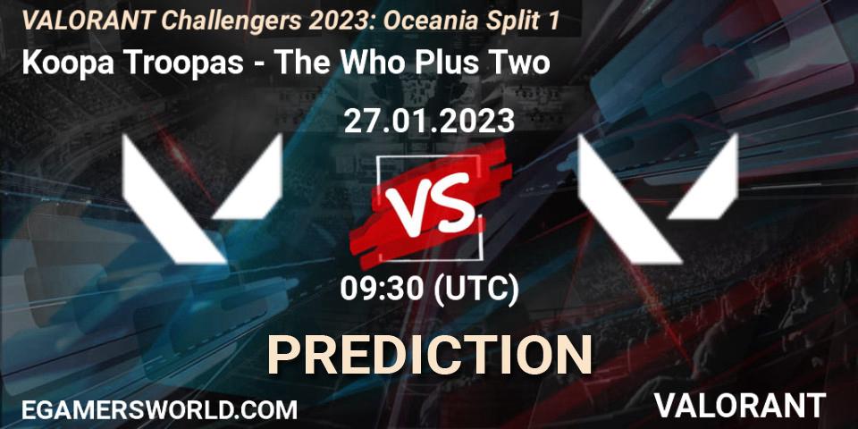 Koopa Troopas - The Who Plus Two: прогноз. 27.01.2023 at 09:30, VALORANT, VALORANT Challengers 2023: Oceania Split 1