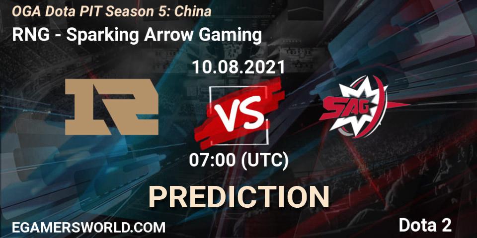 RNG - Sparking Arrow Gaming: прогноз. 10.08.2021 at 07:01, Dota 2, OGA Dota PIT Season 5: China