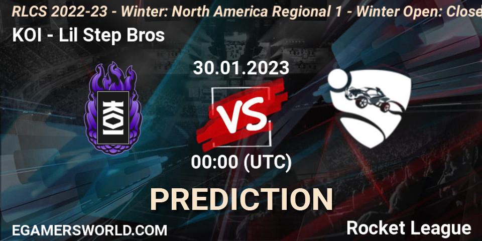 KOI - Lil Step Bros: прогноз. 30.01.2023 at 00:00, Rocket League, RLCS 2022-23 - Winter: North America Regional 1 - Winter Open: Closed Qualifier