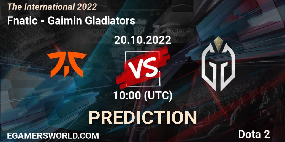 Fnatic - Gaimin Gladiators: прогноз. 20.10.2022 at 08:57, Dota 2, The International 2022