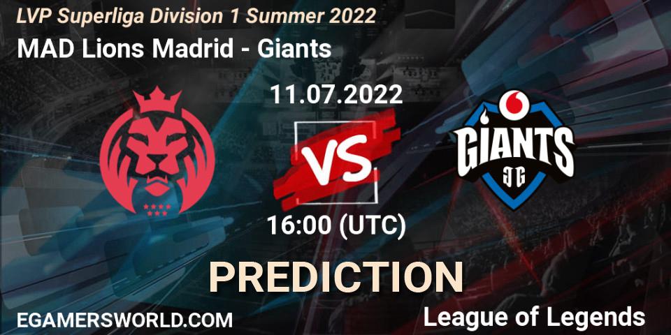 MAD Lions Madrid - Giants: прогноз. 11.07.2022 at 19:00, LoL, LVP Superliga Division 1 Summer 2022