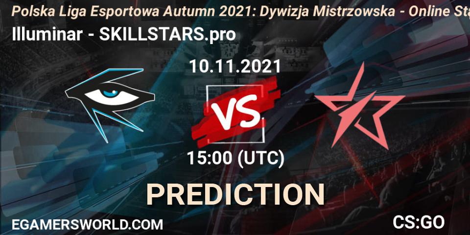 Illuminar - SKILLSTARS.pro: прогноз. 10.11.2021 at 15:00, Counter-Strike (CS2), Polska Liga Esportowa Autumn 2021: Dywizja Mistrzowska - Online Stage
