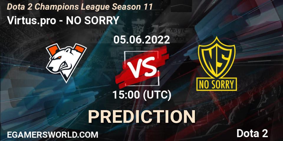 Virtus.pro - NO SORRY: прогноз. 05.06.2022 at 15:00, Dota 2, Dota 2 Champions League Season 11