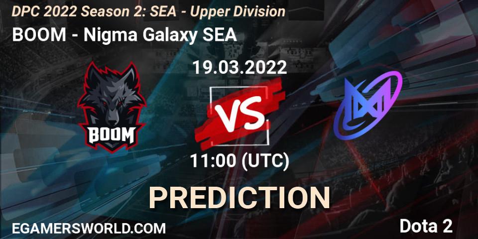 BOOM - Nigma Galaxy SEA: прогноз. 19.03.2022 at 10:00, Dota 2, DPC 2021/2022 Tour 2 (Season 2): SEA Division I (Upper)