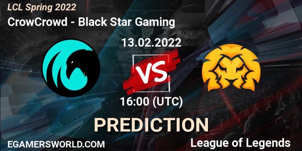 CrowCrowd - Black Star Gaming: прогноз. 13.02.2022 at 16:00, LoL, LCL Spring 2022