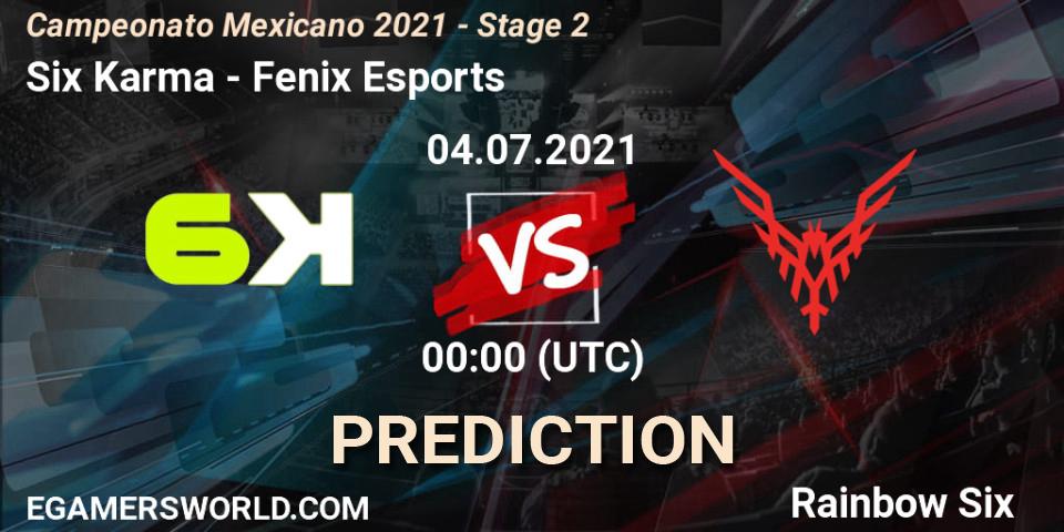 Six Karma - Fenix Esports: прогноз. 04.07.2021 at 00:00, Rainbow Six, Campeonato Mexicano 2021 - Stage 2