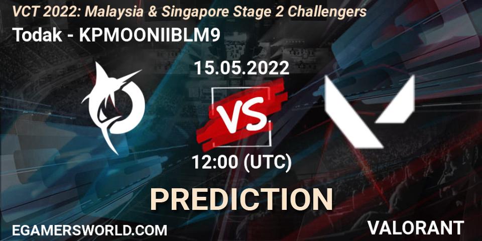 Todak - KPMOONIIBLM9: прогноз. 15.05.2022 at 09:10, VALORANT, VCT 2022: Malaysia & Singapore Stage 2 Challengers