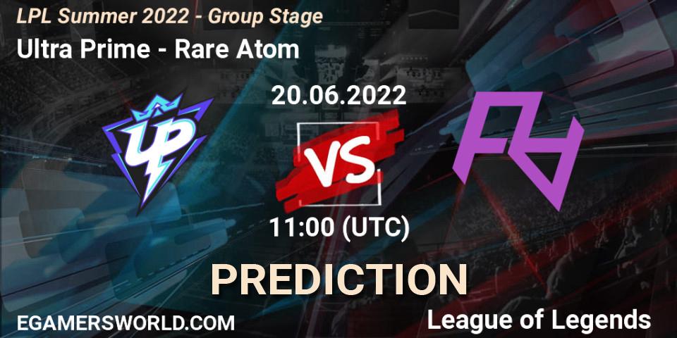 Ultra Prime - Rare Atom: прогноз. 20.06.2022 at 11:30, LoL, LPL Summer 2022 - Group Stage