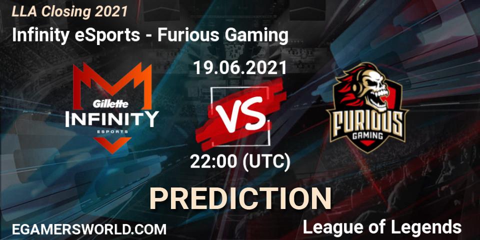 Infinity eSports - Furious Gaming: прогноз. 19.06.2021 at 22:00, LoL, LLA Closing 2021