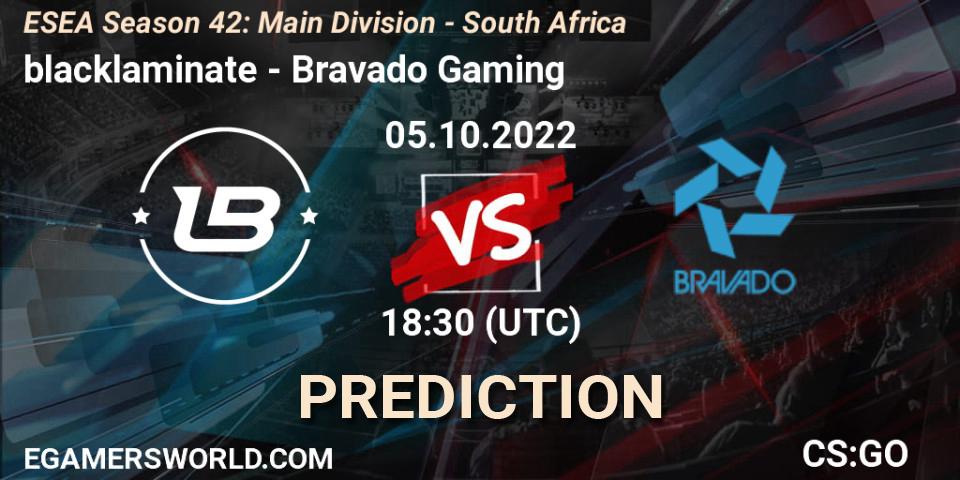 blacklaminate - Bravado Gaming: прогноз. 05.10.2022 at 18:50, Counter-Strike (CS2), ESEA Season 42: Main Division - South Africa