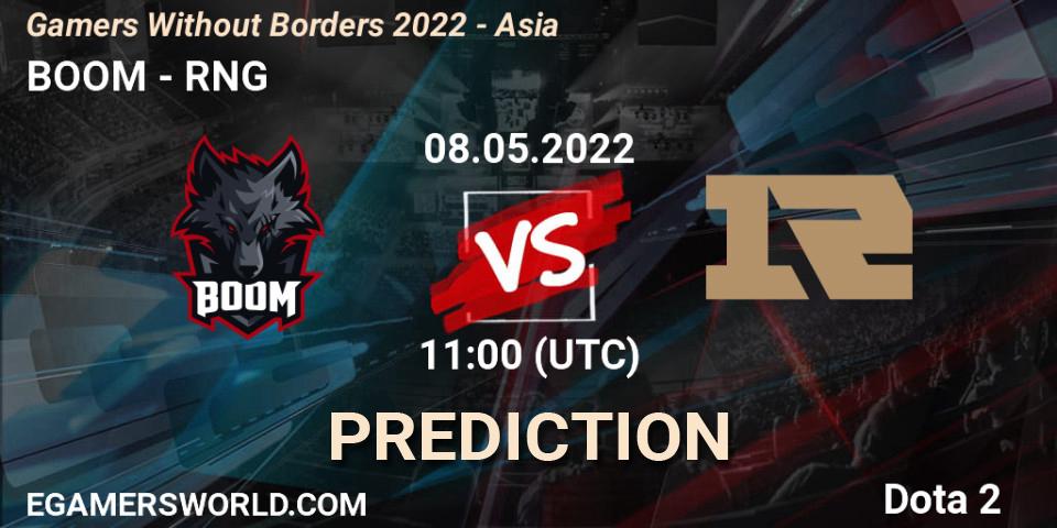 BOOM - RNG: прогноз. 08.05.2022 at 10:55, Dota 2, Gamers Without Borders 2022 - Asia