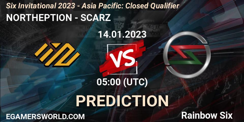 NORTHEPTION - SCARZ: прогноз. 14.01.2023 at 05:00, Rainbow Six, Six Invitational 2023 - Asia Pacific: Closed Qualifier
