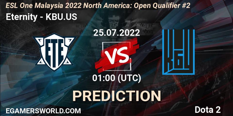 Eternity - KBU.US: прогноз. 25.07.2022 at 01:02, Dota 2, ESL One Malaysia 2022 North America: Open Qualifier #2