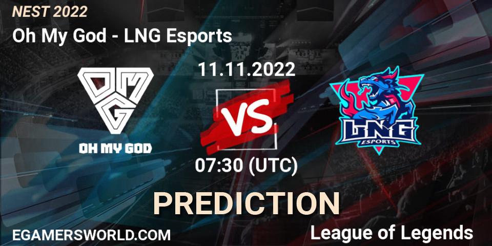 Oh My God - LNG Esports: прогноз. 11.11.2022 at 08:00, LoL, NEST 2022