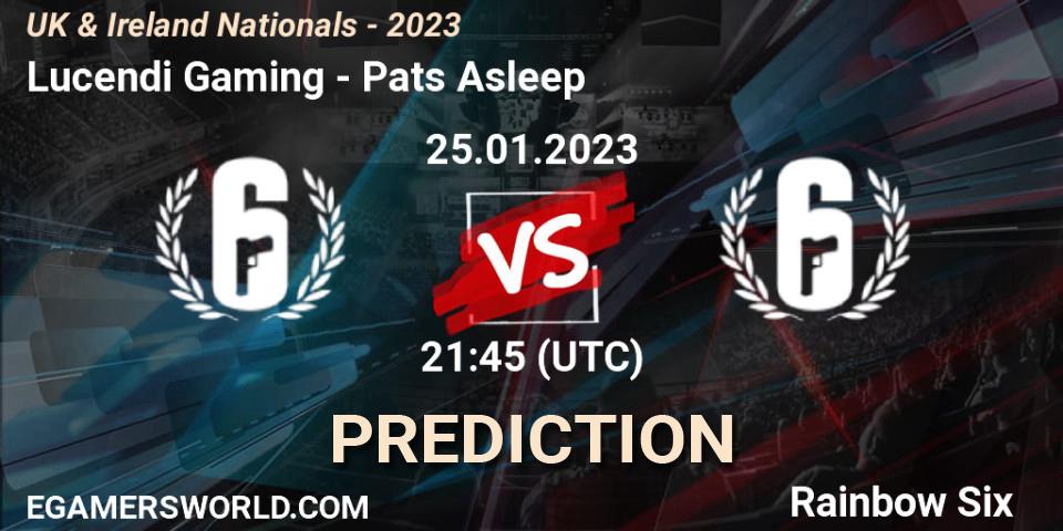 Lucendi Gaming - Pats Asleep: прогноз. 25.01.2023 at 21:45, Rainbow Six, UK & Ireland Nationals - 2023