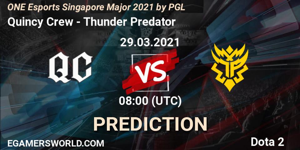 Quincy Crew - Thunder Predator: прогноз. 29.03.21, Dota 2, ONE Esports Singapore Major 2021