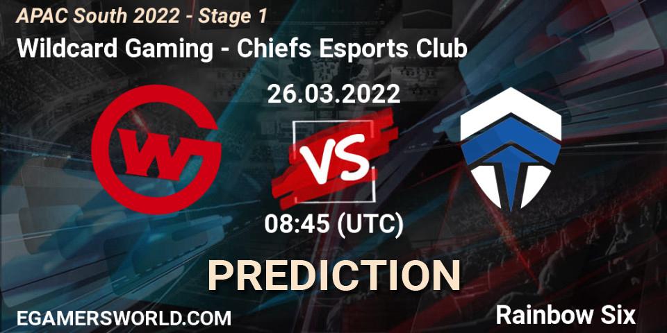 Wildcard Gaming - Chiefs Esports Club: прогноз. 26.03.2022 at 08:45, Rainbow Six, APAC South 2022 - Stage 1