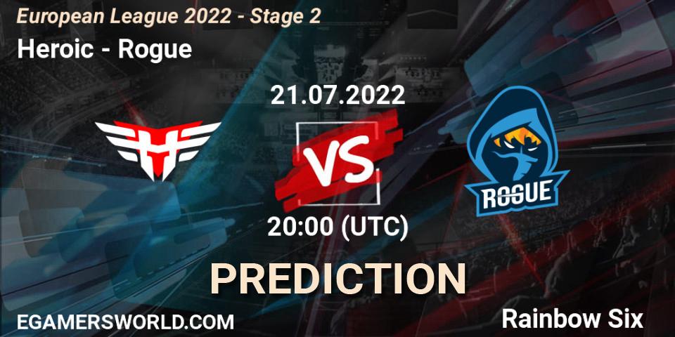 Heroic - Rogue: прогноз. 21.07.2022 at 19:45, Rainbow Six, European League 2022 - Stage 2