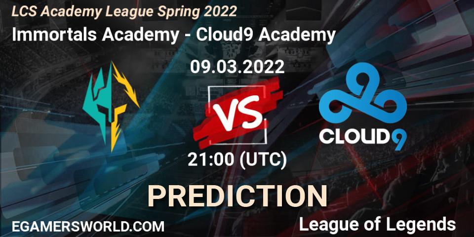 Immortals Academy - Cloud9 Academy: прогноз. 09.03.2022 at 21:00, LoL, LCS Academy League Spring 2022