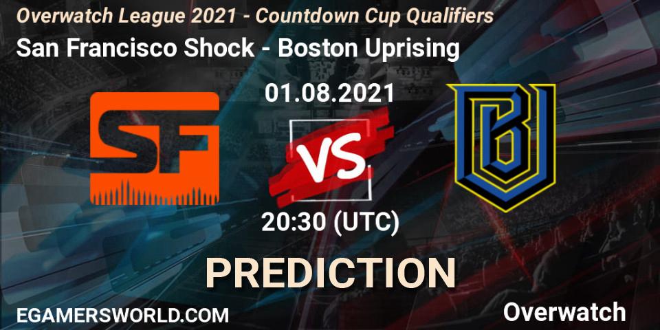 San Francisco Shock - Boston Uprising: прогноз. 01.08.2021 at 20:30, Overwatch, Overwatch League 2021 - Countdown Cup Qualifiers
