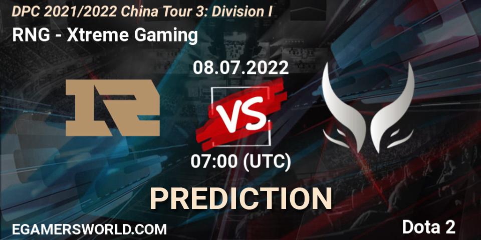 RNG - Xtreme Gaming: прогноз. 08.07.2022 at 07:33, Dota 2, DPC 2021/2022 China Tour 3: Division I