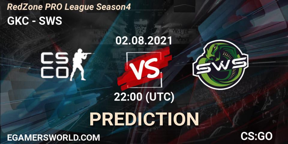 GKC - SWS: прогноз. 02.08.2021 at 22:00, Counter-Strike (CS2), RedZone PRO League Season 4