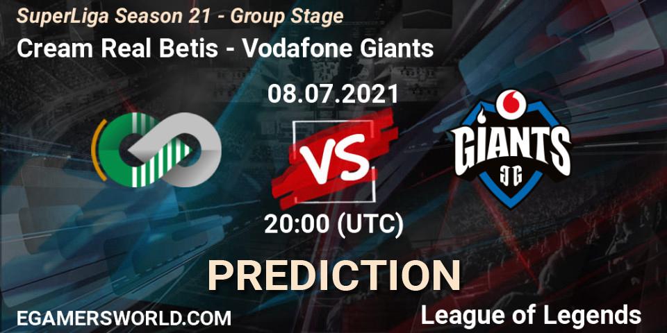 Cream Real Betis - Vodafone Giants: прогноз. 08.07.2021 at 20:00, LoL, SuperLiga Season 21 - Group Stage 