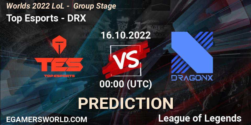 Top Esports - DRX: прогноз. 16.10.2022 at 00:00, LoL, Worlds 2022 LoL - Group Stage