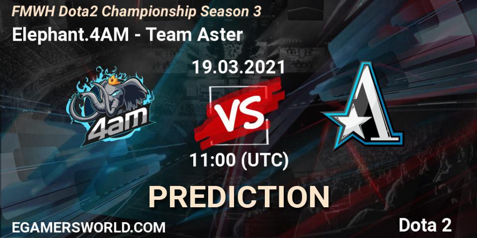 Elephant.4AM - Team Aster: прогноз. 19.03.21, Dota 2, FMWH Dota2 Championship Season 3