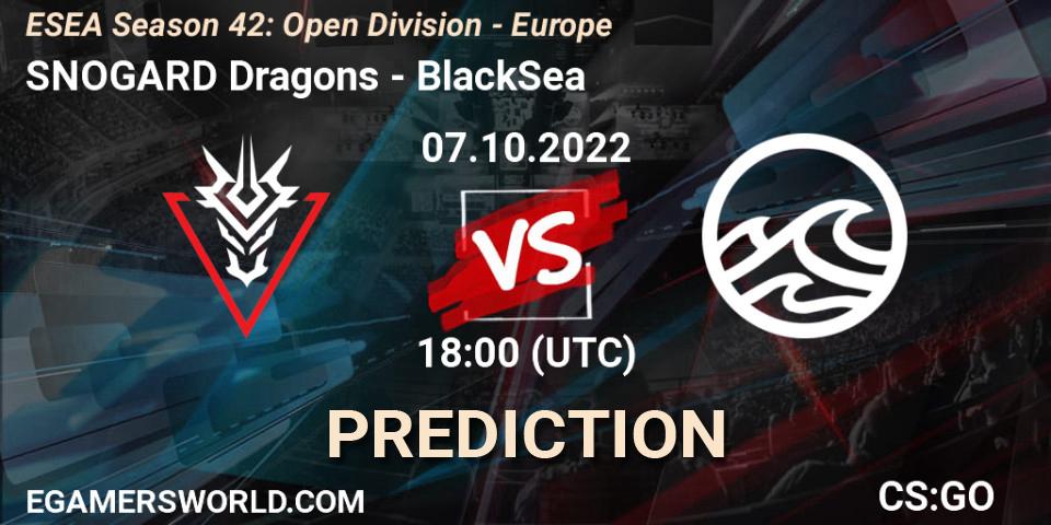 SNOGARD Dragons - BlackSea: прогноз. 07.10.2022 at 18:00, Counter-Strike (CS2), ESEA Season 42: Open Division - Europe