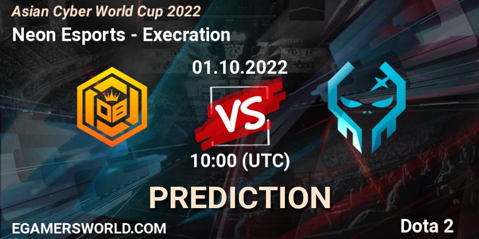 Neon Esports - Execration: прогноз. 01.10.2022 at 10:01, Dota 2, Asian Cyber World Cup 2022