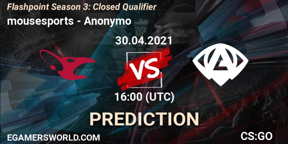 mousesports - Anonymo: прогноз. 30.04.2021 at 13:00, Counter-Strike (CS2), Flashpoint Season 3: Closed Qualifier