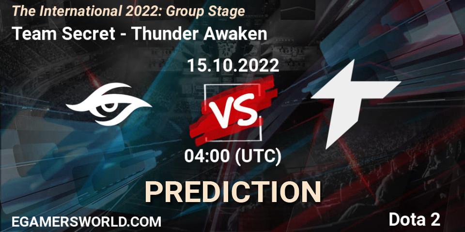 Team Secret - Thunder Awaken: прогноз. 15.10.2022 at 05:05, Dota 2, The International 2022: Group Stage