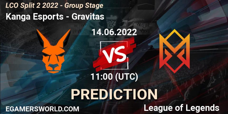 Kanga Esports - Gravitas: прогноз. 14.06.2022 at 11:00, LoL, LCO Split 2 2022 - Group Stage
