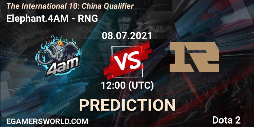 Elephant.4AM - RNG: прогноз. 08.07.2021 at 11:16, Dota 2, The International 10: China Qualifier