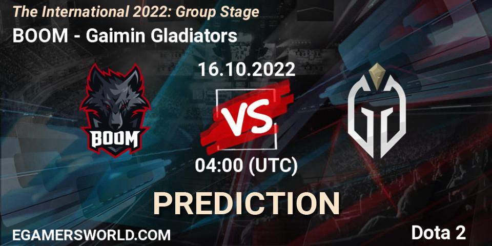 BOOM - Gaimin Gladiators: прогноз. 16.10.2022 at 04:32, Dota 2, The International 2022: Group Stage