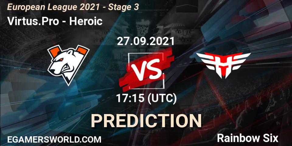 Virtus.Pro - Heroic: прогноз. 27.09.2021 at 17:15, Rainbow Six, European League 2021 - Stage 3