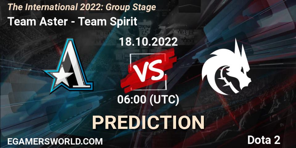 Team Aster - Team Spirit: прогноз. 18.10.2022 at 06:40, Dota 2, The International 2022: Group Stage