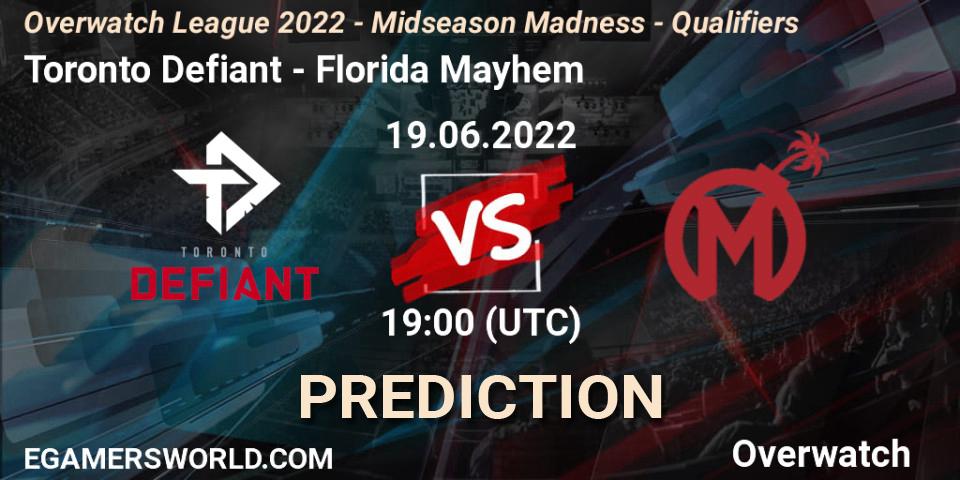 Toronto Defiant - Florida Mayhem: прогноз. 19.06.2022 at 19:00, Overwatch, Overwatch League 2022 - Midseason Madness - Qualifiers