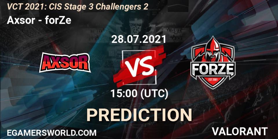 Axsor - forZe: прогноз. 28.07.2021 at 15:00, VALORANT, VCT 2021: CIS Stage 3 Challengers 2