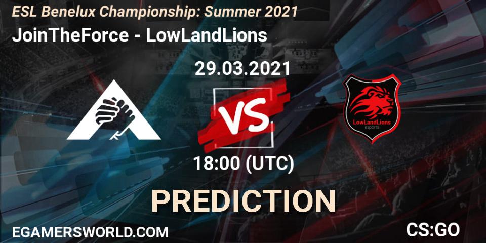 JoinTheForce - LowLandLions: прогноз. 29.03.2021 at 18:00, Counter-Strike (CS2), ESL Benelux Championship: Summer 2021