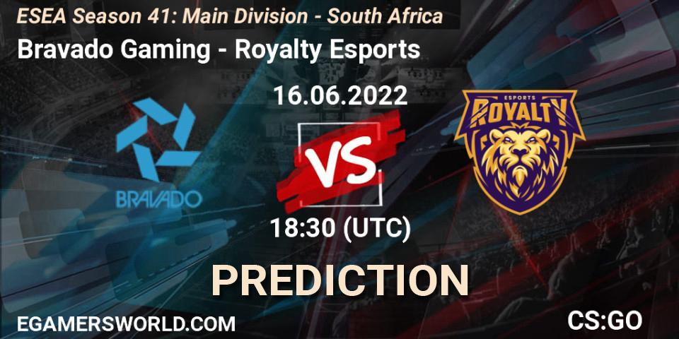 Bravado Gaming - Royalty Esports: прогноз. 16.06.2022 at 18:00, Counter-Strike (CS2), ESEA Season 41: Main Division - South Africa
