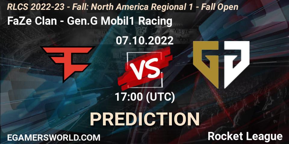 FaZe Clan - Gen.G Mobil1 Racing: прогноз. 07.10.2022 at 17:00, Rocket League, RLCS 2022-23 - Fall: North America Regional 1 - Fall Open